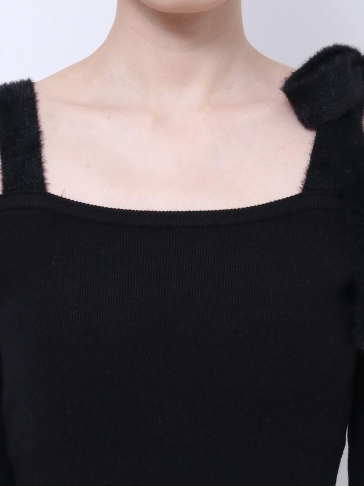 GYDA shoulderリボンタイトリブニットワンピース