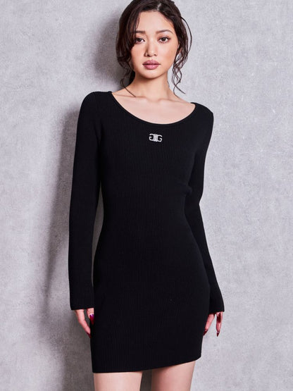 GYDA Symmetry GYDA プレート long sleeve ニットワンピース