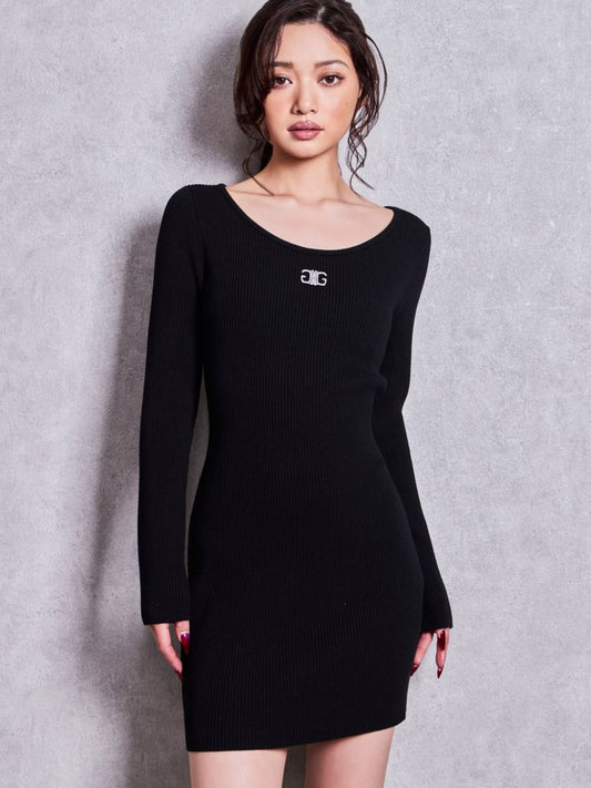 GYDA Symmetry GYDA プレート long sleeve ニットワンピース