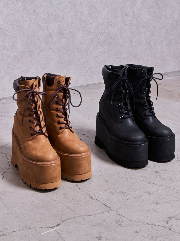 GYDA BRONZE GLOW PLATFORMレースアップショートブーツ