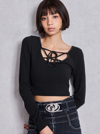 GYDA 2WAY レースアップラメテレコトップス