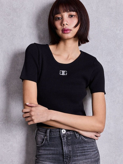 GYDA Symmetry GYDA プレートハーフスリーブニットTOPS