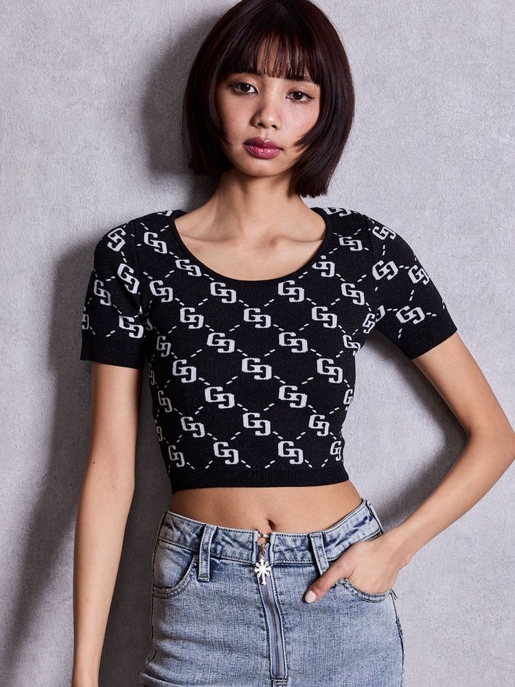 GYDA GG jacquard ラメニットTOPS