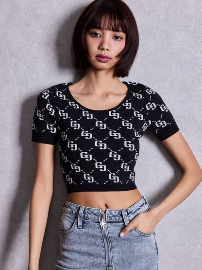 GYDA GG jacquard ラメニットTOPS