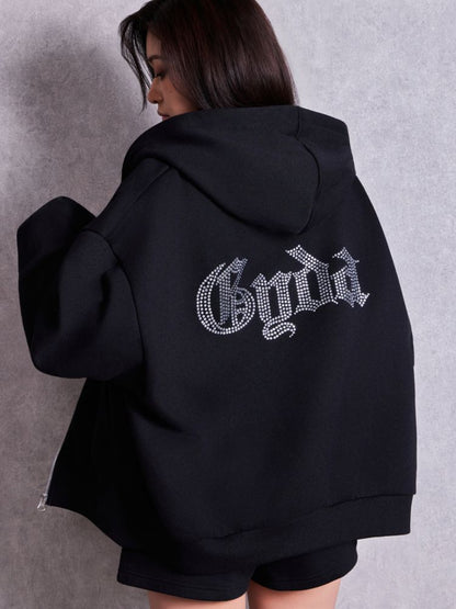 GYDA BACK GYDA ラインストーンラメパーカー
