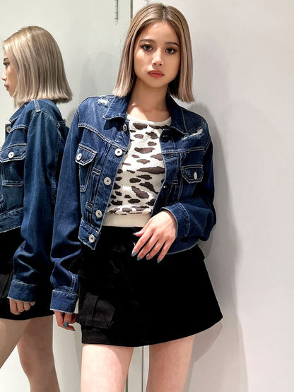 GYDA リヨセルダメージショートデニムＧジャン