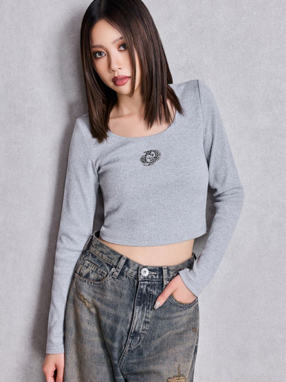 GYDA GDロゴラインストーンテレコトップス