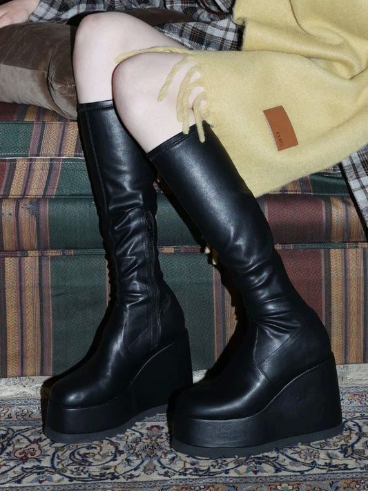 EVRIS ロングチャンキーヒールブーツ