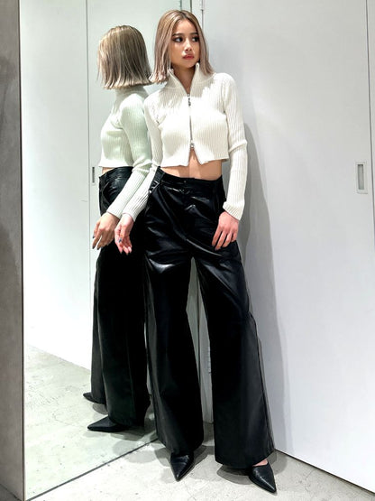 GYDA フェイクレザーワイドパンツ