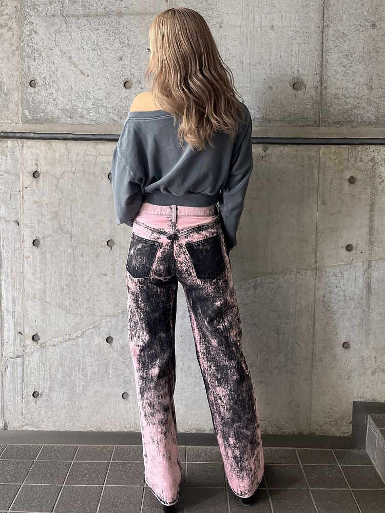 GYDA ハイウエスト Tie Dyeワイドデニムパンツ