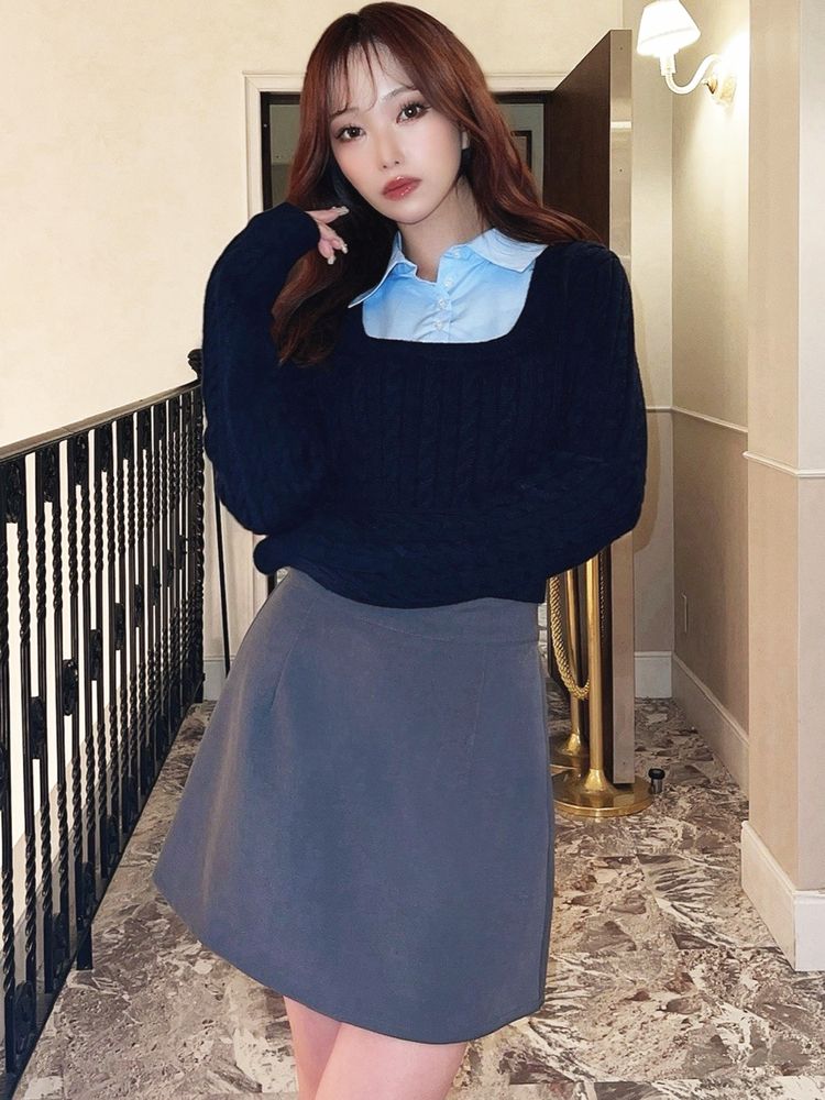 RESEXXY シャツドッキングケーブルニットトップス