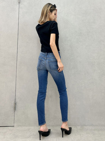 GYDA Wウエストダメージスキニーデニムパンツ