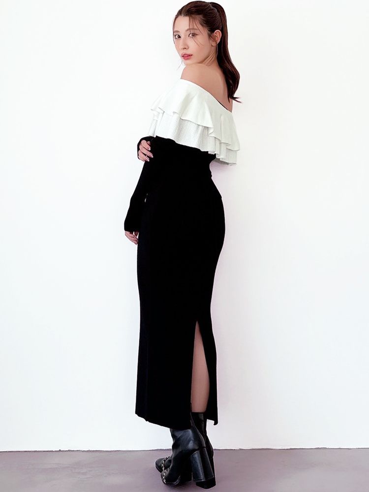 RESEXXY フリルタイトニットワンピース