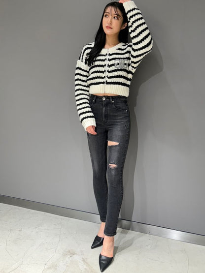 GYDA H/W thigh high ダメージデニムパンツ