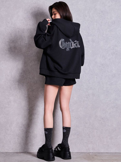 GYDA BACK GYDA ラインストーンラメパーカー