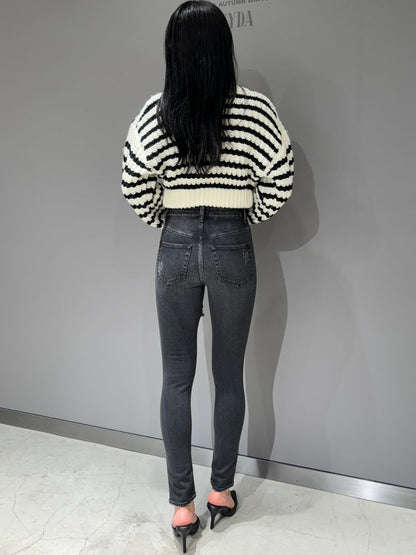 GYDA H/W thigh high ダメージデニムパンツ