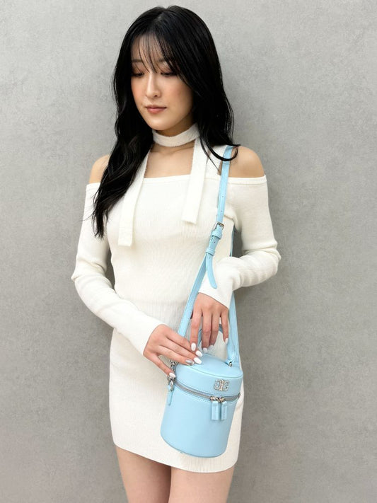GYDA shoulderリボンタイトリブニットワンピース