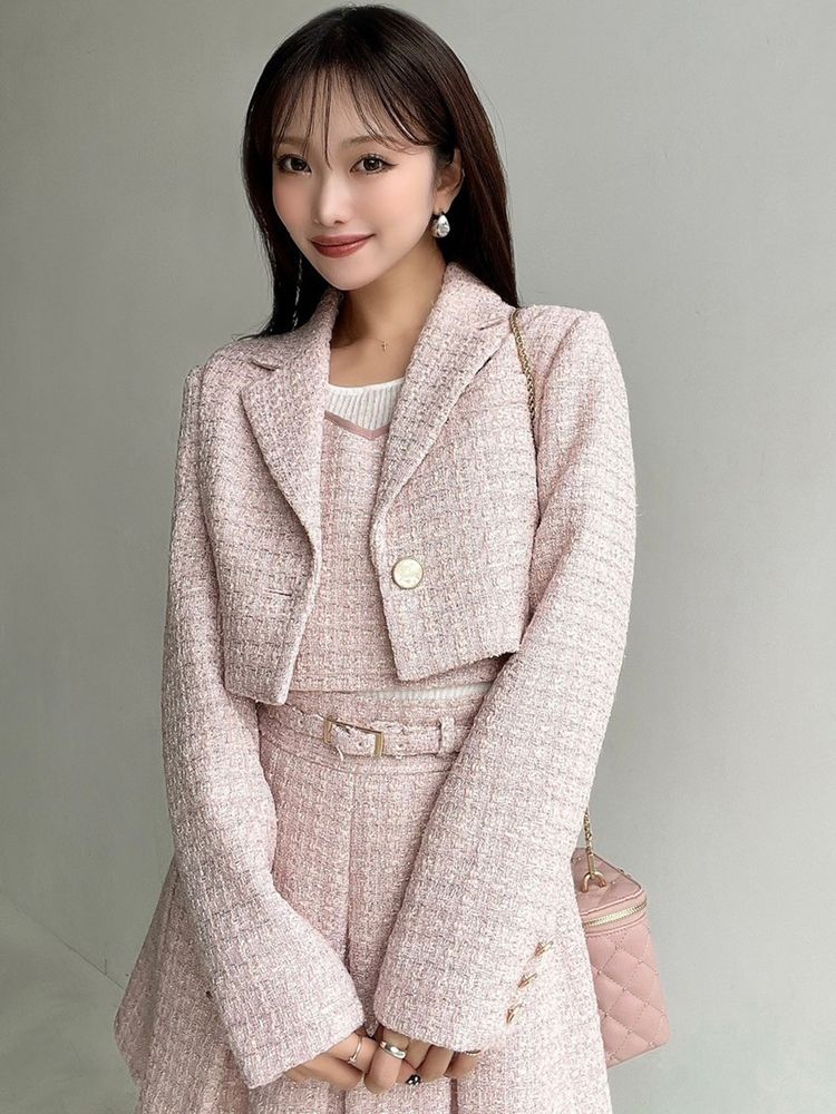 RESEXXY ツイードクロップドジャケット