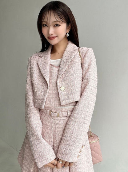 RESEXXY ツイードクロップドジャケット