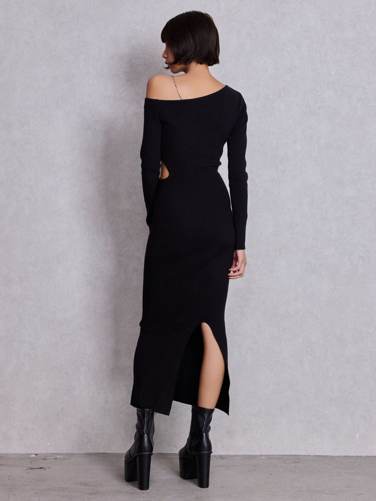 GYDA GG CHAIN LEFT OPEN LONG ニットワンピース