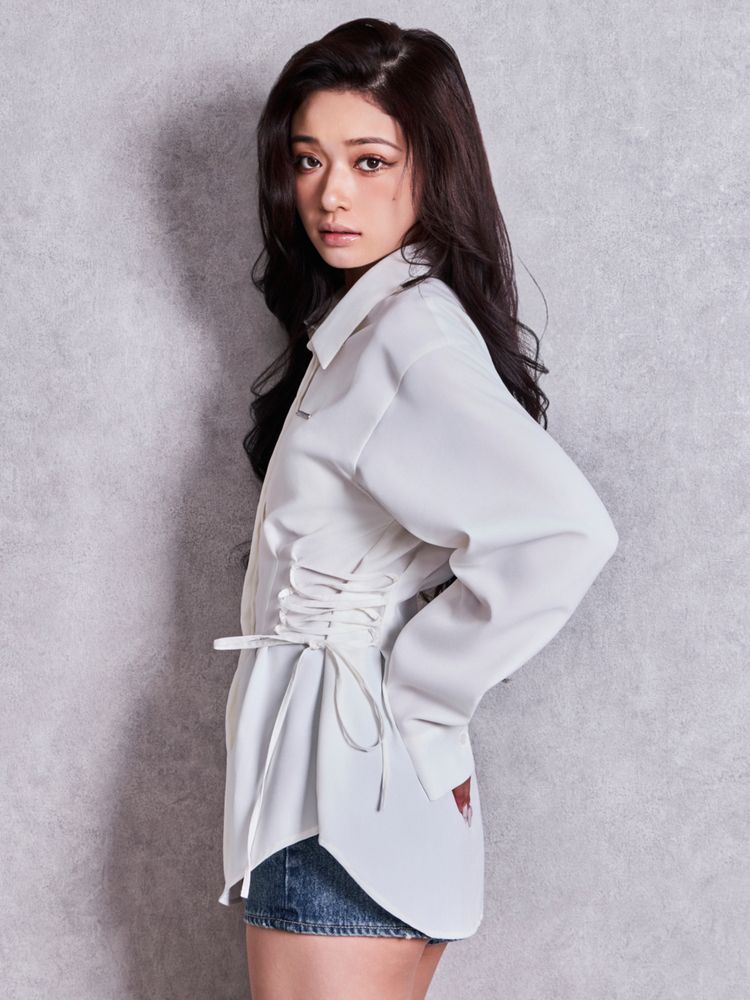 GYDA GYDAプレートサイドレースアップシャツ