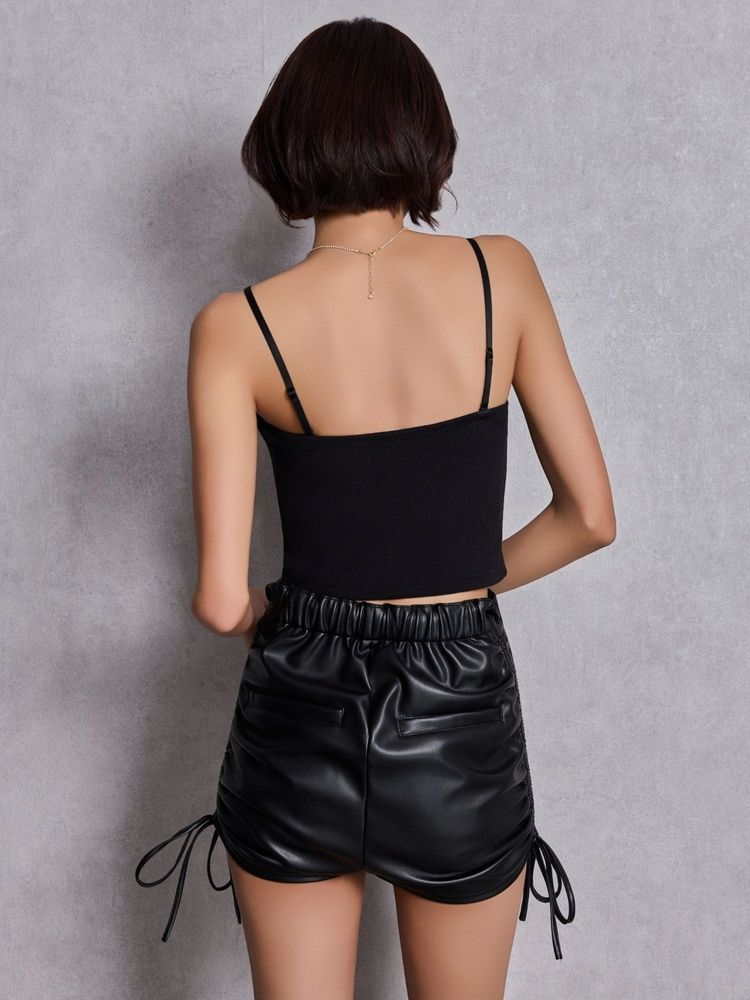 GYDA GG drawstring fake leather ショートパンツ