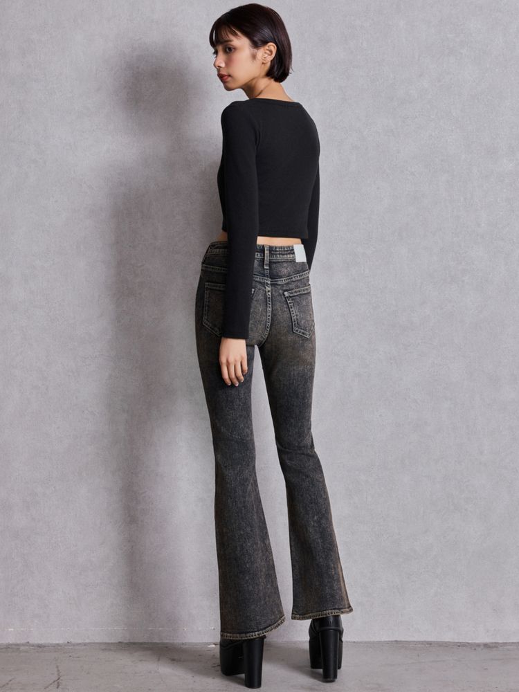 GYDA ハイウエストbijou フレアデニムパンツ
