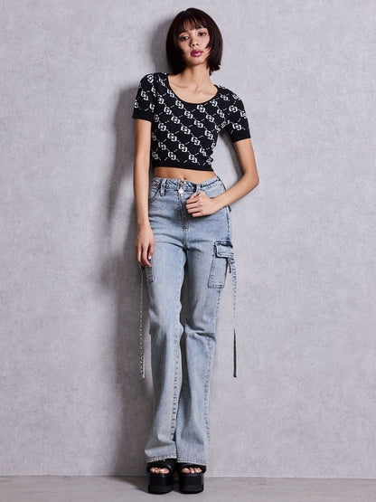 GYDA GG jacquard ラメニットTOPS