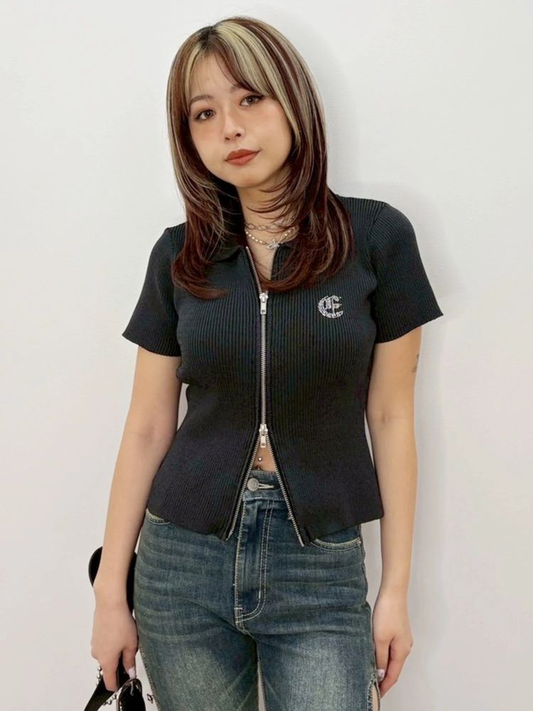 EVRIS ZIP ニットトップス