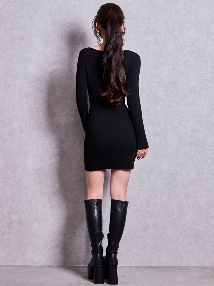 GYDA Symmetry GYDA プレート long sleeve ニットワンピース