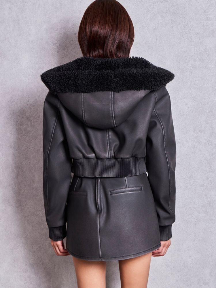 GYDA vintage faux フェイクレザーボアショートブルゾン