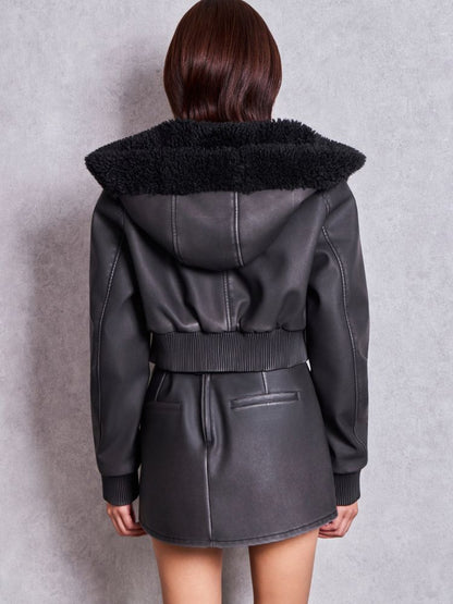 GYDA vintage faux フェイクレザーボアショートブルゾン