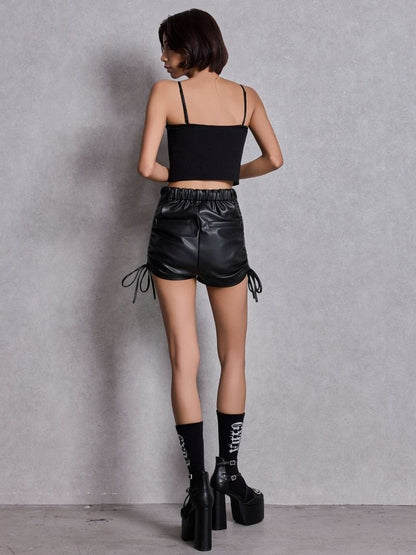 GYDA GG drawstring fake leather ショートパンツ