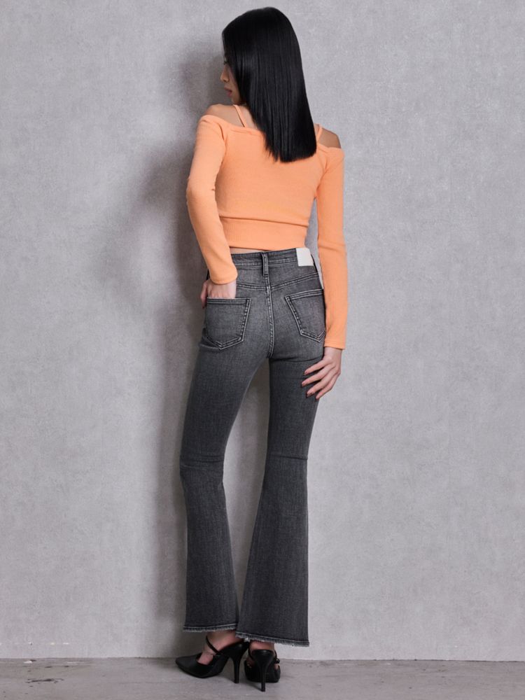 GYDA ハイウエストbijou フレアデニムパンツ