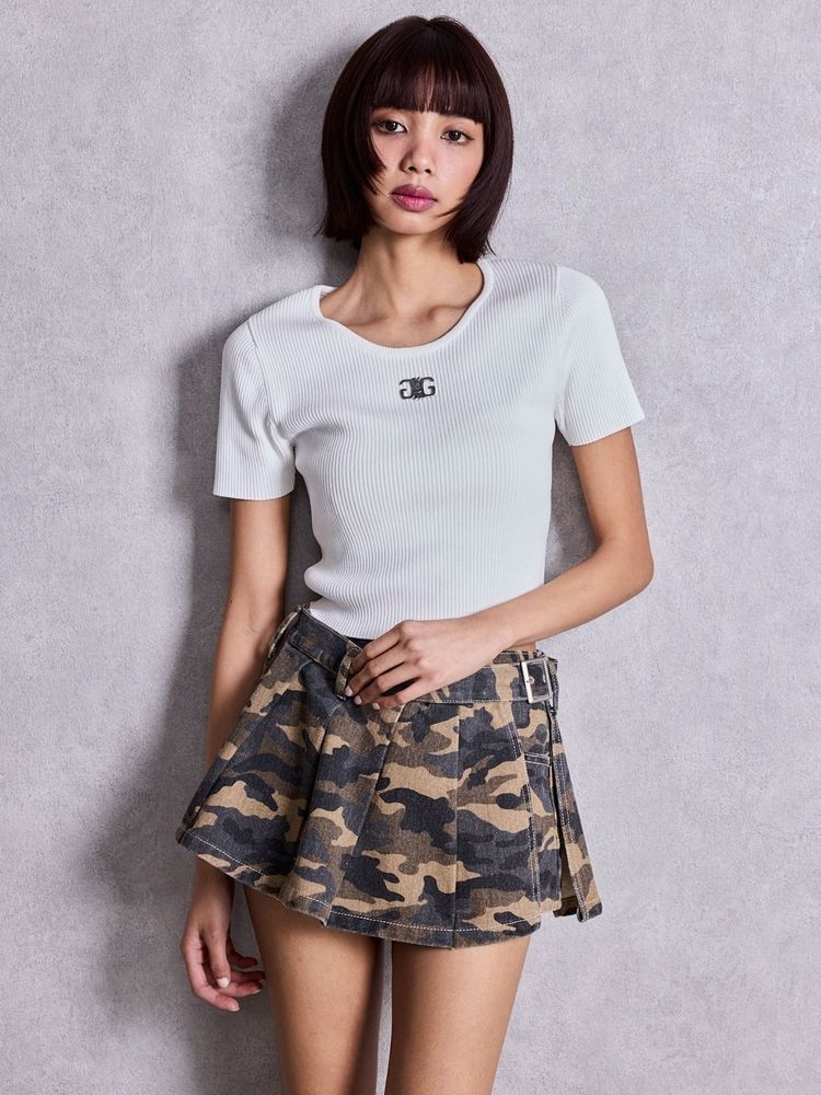 GYDA Symmetry GYDA プレートハーフスリーブニットTOPS