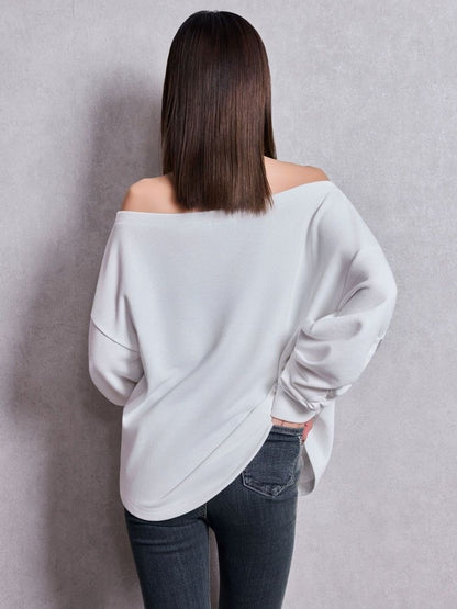 GYDA アームギャザー Symmetry GYDA オフショルスウェットトップス