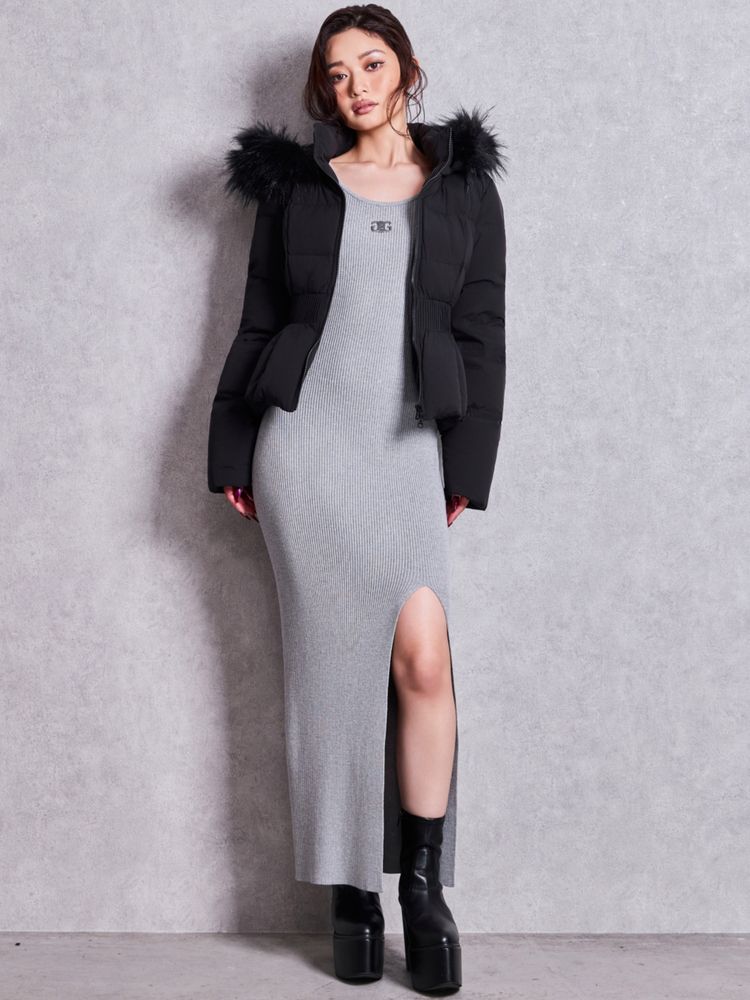GYDA Symmetry GYDA プレート long sleeve ニットロングワンピース