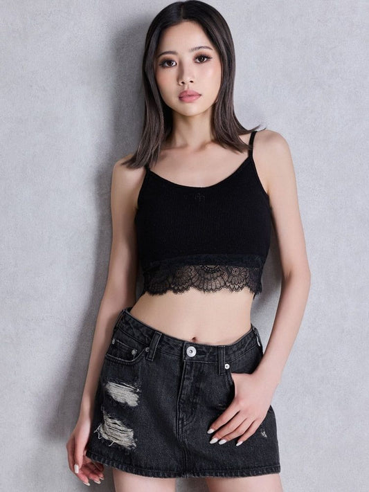 GYDA GGラメワッフルレースビスチェ