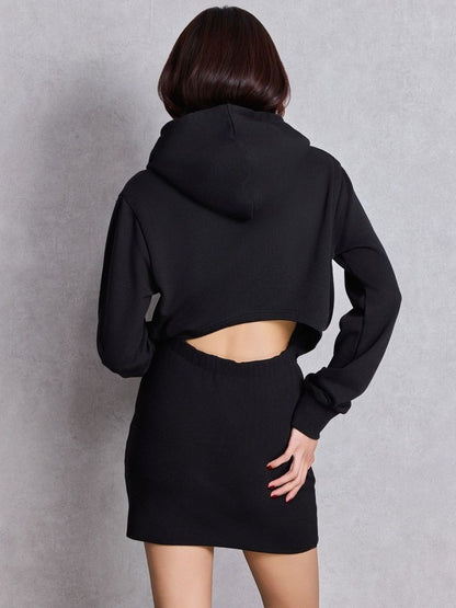 GYDA BACK OPENドッキングスウェットパーカーワンピース