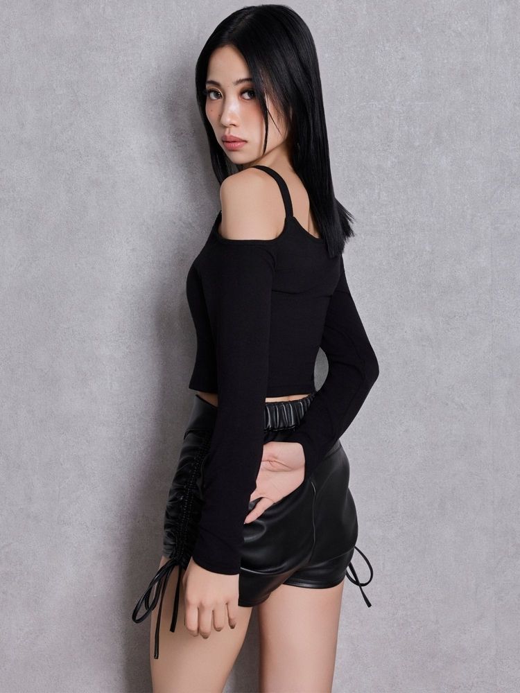 GYDA GG drawstring fake leather ショートパンツ