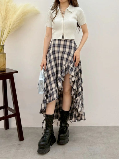 EVRIS ラメZIPバックリボンニットトップス