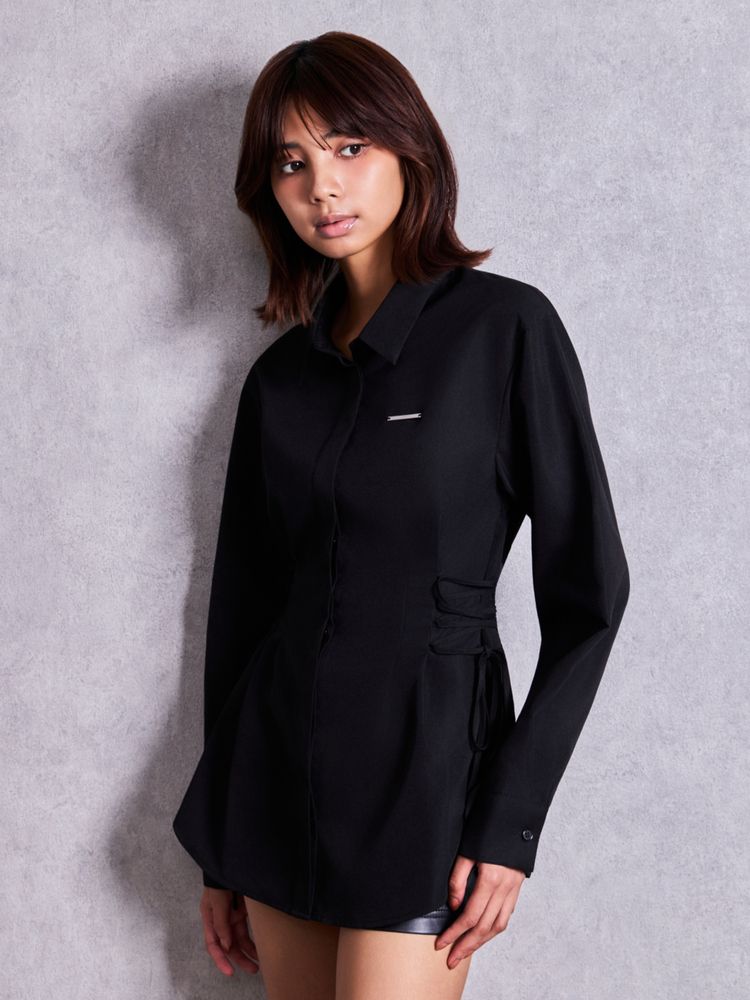 GYDA GYDAプレートサイドレースアップシャツ