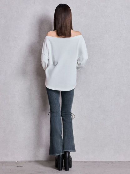 GYDA アームギャザー Symmetry GYDA オフショルスウェットトップス