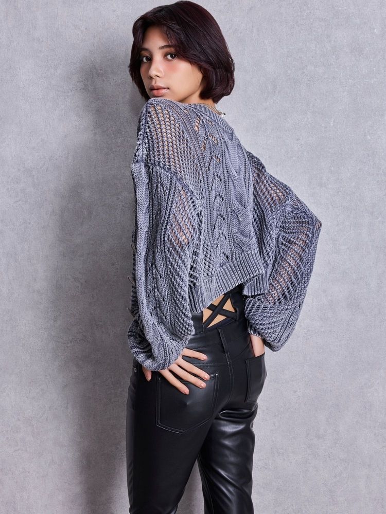 GYDA 2WAY メッシュブリーチニットトップス