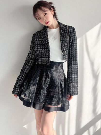 RESEXXY ツイードクロップドジャケット