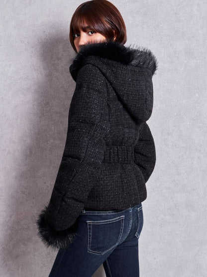 GYDA GG ベルト付き lame tweed ショートダウンコート