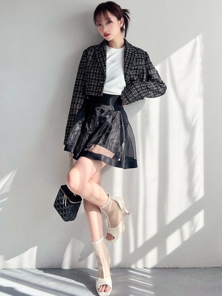 RESEXXY ツイードクロップドジャケット