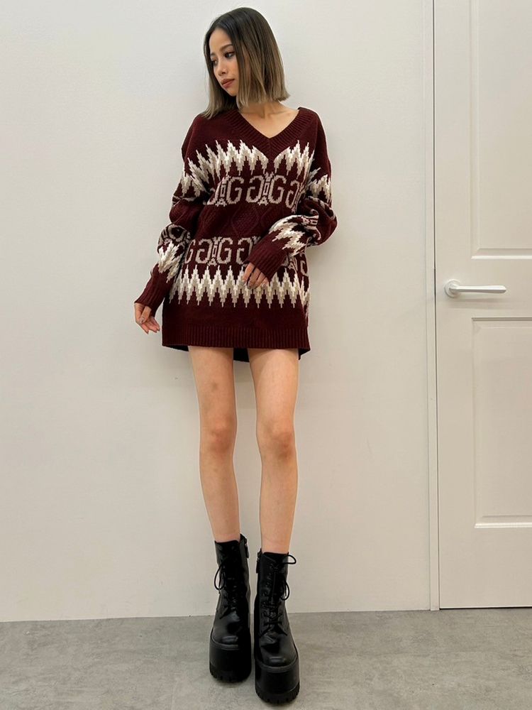 GYDA SymmetryGYDAノルディックニットトップス