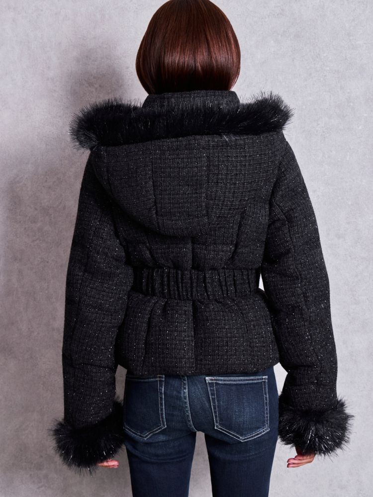 GYDA GG ベルト付き lame tweed ショートダウンコート