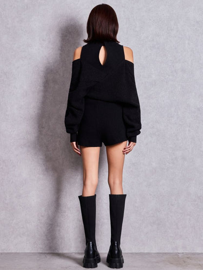 GYDA アームギャザーレイヤードラメニットロンパース